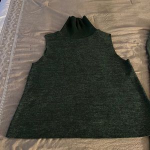 Forest green sleeveless turtleneck pants set from Zara.
